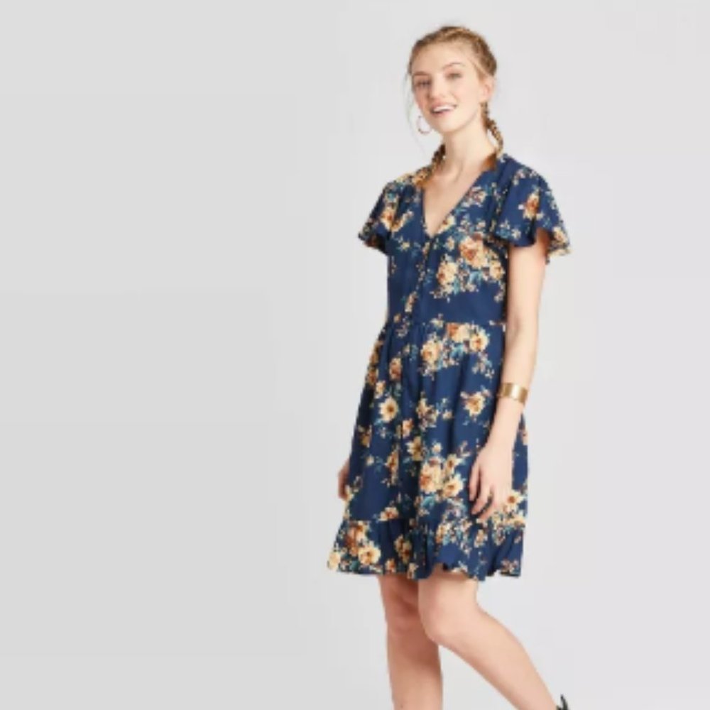 Xhilaration V-Neck Button-Down Dress